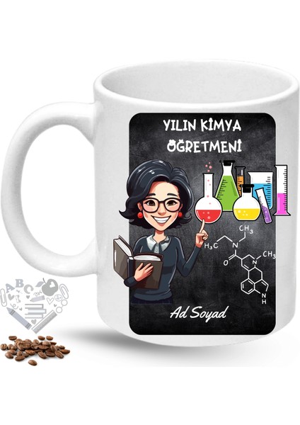 Kimya Öğretmeni Kadın Öğretmenler Günü Hediyesi Isimli Baskılı Porselen Kupa Bardak fiyatları