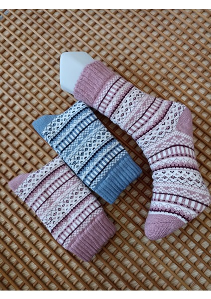 Desenli Kalın Viskon Elit 2' Li Kadın Çorap