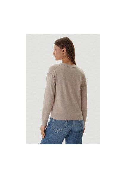 Kadın Regular Fit Ipek ve Yün Karışımlı V Yaka Hırka - Bej fiyatları