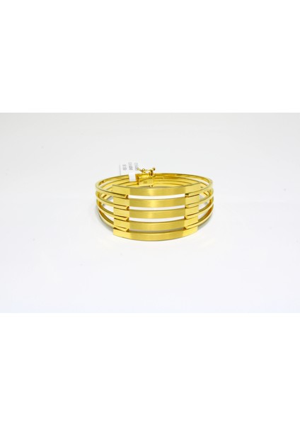 14 Ayar Altın 5 Sıralı Kaburga Kelepçe Bilezik 16.12 gr