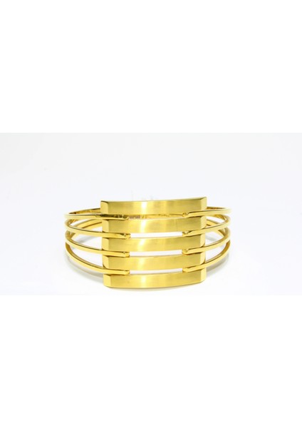 14 Ayar Altın 5 Sıralı Kaburga Kelepçe Bilezik 17.65 gr