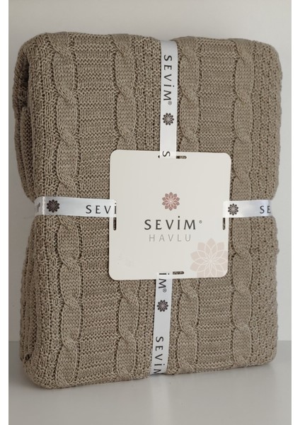 Çift Kişilik Ponponlu Triko Örme Battaniye - Yumuşak Doku & Şık Tasarım - Bej - 220X240 cm modelleri