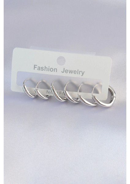 Pirinç Gümüş Renk Oval Küpe Seti - TJ-BKP8999 fiyatları