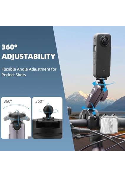 Kamera Bisiklet ve Motosiklet Gidon Montaj, Alüminyum Alaşımlı Kelepçe, 360°, ile Uyumlu X5 X4 X3 Ace Pro Go 3s, Djı Osmo 2 Mobile 7p Action 5 Pro 4 3 ile Uyumlu, Mm1, Gri fiyatları