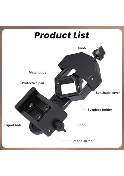 Evrensel Cep Telefonu Tutucu, Dürbün, Monoküler Spektivler, Teleskop ve Mikroskoplarla Uyumlu, Neredeyse Tüm Akıllı Telefonlar Için Uygun fiyatları
