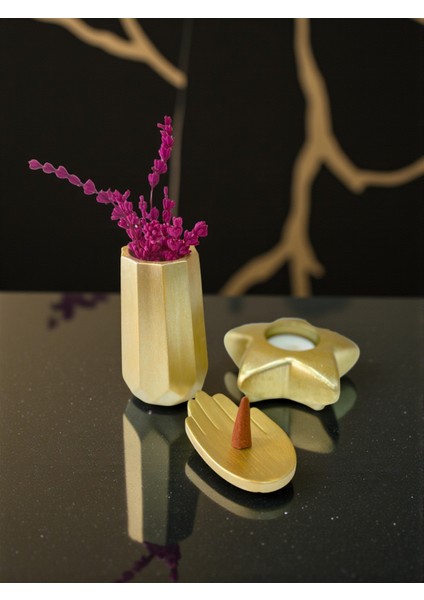 3’lü Dekoratif Set – Vazo, Yıldız Mumluk ve El Şeklinde Tütsülük, (Lavanta, Tütsü ve Mum Dahil) fiyatları