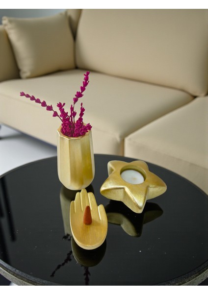 3’lü Dekoratif Set – Vazo, Yıldız Mumluk ve El Şeklinde Tütsülük, (Lavanta, Tütsü ve Mum Dahil) fırsatları