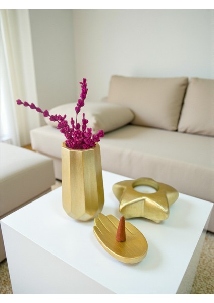 3’lü Dekoratif Set – Vazo, Yıldız Mumluk ve El Şeklinde Tütsülük, (Lavanta, Tütsü ve Mum Dahil) indirimleri