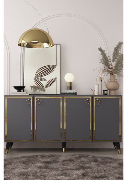 8204-1DD KB150 Konsol, Tv Ünitesi Antrasit-Altın