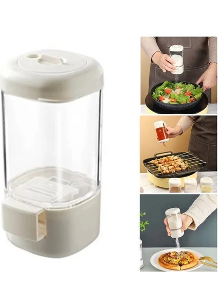 1 Adet Tuşlu Basmalı Baharatlık Gramaj Ayarlı Tuzluk Şekerlik Tuz Biber Baharat Saklama Kabı 140 ml