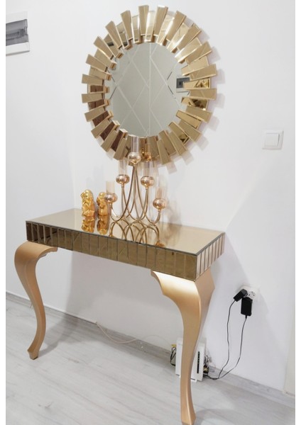 Gold Aynalı Lukens Ayaklı Dresuar takımı 35*90 cm modelleri