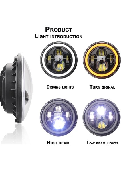 12 V / 24 V Motosiklet Araba Far 7 Inç Yuvarlak LED fiyatları