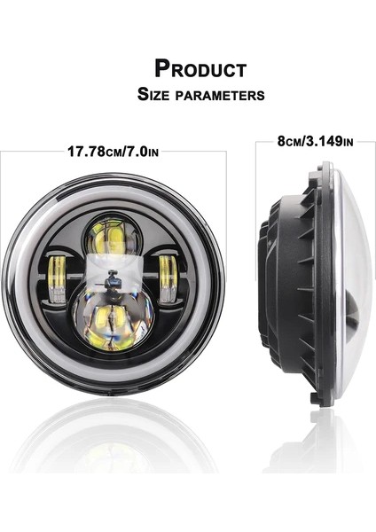 12 V / 24 V Motosiklet Araba Far 7 Inç Yuvarlak LED fırsatları