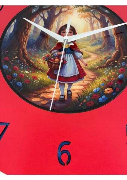Kişiye Özel Kırmızı Başlıklı Kız Çocuk Odası Duvar Saati | Epoksi Dolgulu | 35 cm fırsatları