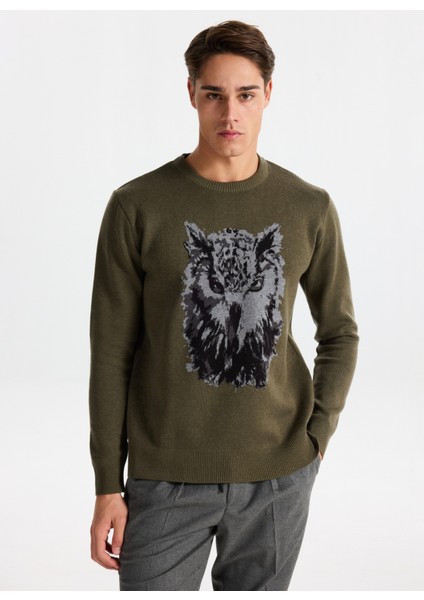 Gmg Fırenze Bisiklet Yaka Regular Fit Haki Erkek Kazak GU25MFW04018