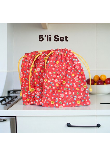 Doğal Kumaş Çok Amaçlı Saklama Torbası (5’li Set) 12X15 cm