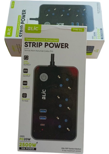 Termal Korumalı Hızlı Şarj Destekli Çoklu Priz (3 Priz + 2 USB + 1 Type-C) fiyatları