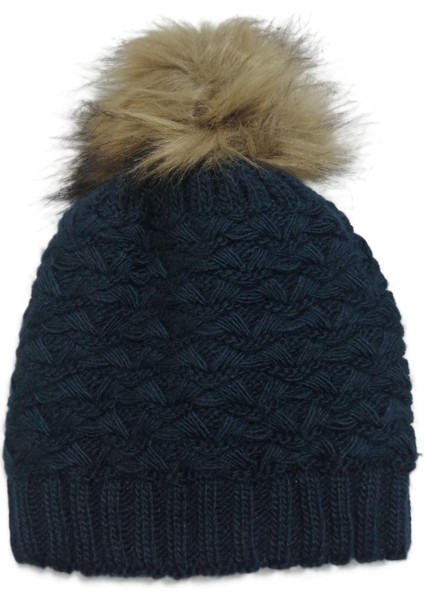 Kadın Örgü Ponponlu Bere Lacivert Standart fiyatları