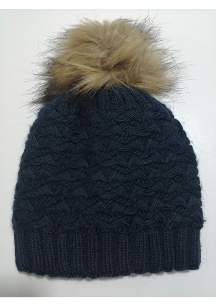 Kadın Örgü Ponponlu Bere Lacivert Standart modelleri