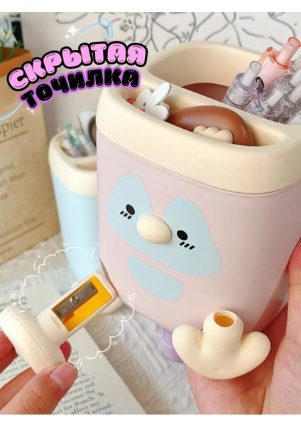 Pembe Renk Sevimli Penguen Kalemlik Kalem Kutusu ve Kalemtıraş 11X9.5X9.5 cm fiyatları