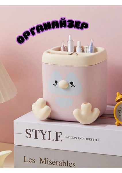 Pembe Renk Sevimli Penguen Kalemlik Kalem Kutusu ve Kalemtıraş 11X9.5X9.5 cm