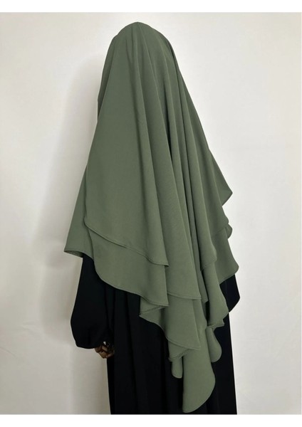 Iki Katlı Hazır Sufle Esarp Medine Ipegi Hac ve Umre Için Uygundur Yeşil modelleri