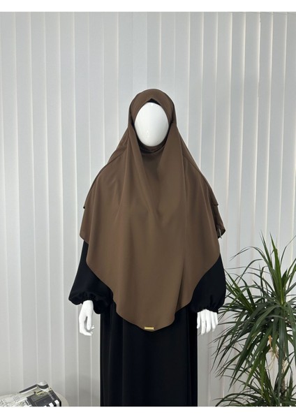 Iki Katlı Hazır Sufle Esarp Medine Ipegi Hac ve Umre Için Uygundur Kahve