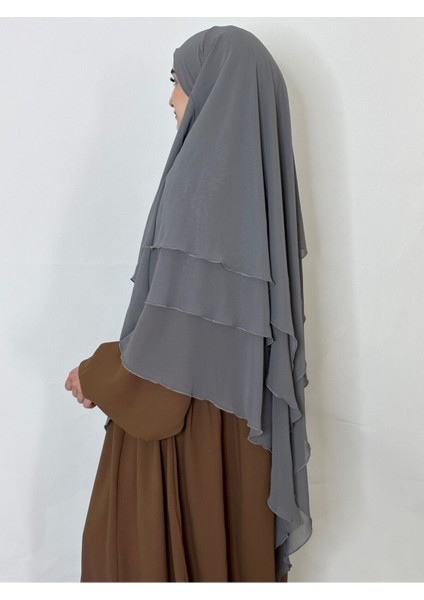 3katlı Multı Sifon Sufle Khimar Peceli Hazır Büyük Esarp Gri fiyatları