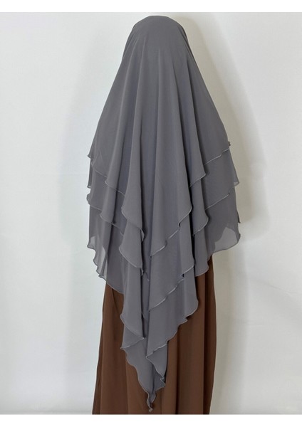 3katlı Multı Sifon Sufle Khimar Peceli Hazır Büyük Esarp Gri modelleri