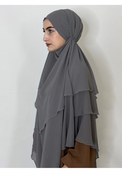 3katlı Multı Sifon Sufle Khimar Peceli Hazır Büyük Esarp Gri fırsatları