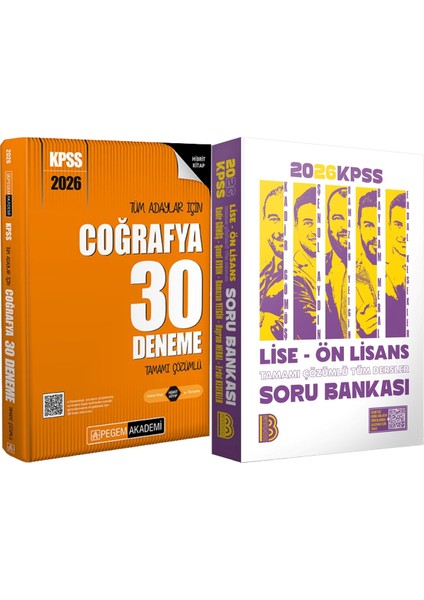 2026 Kpss Lise Ön Lisans Tüm Dersler Soru - 2026 Kpss Coğrafya 30 Deneme Çözümlü