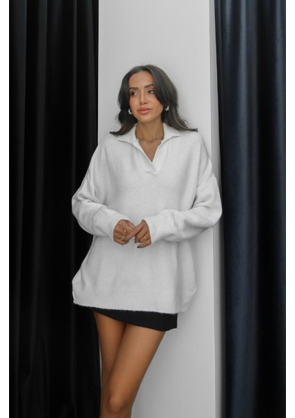 Ekru Divoff Polo Yaka Basic Kazak modelleri