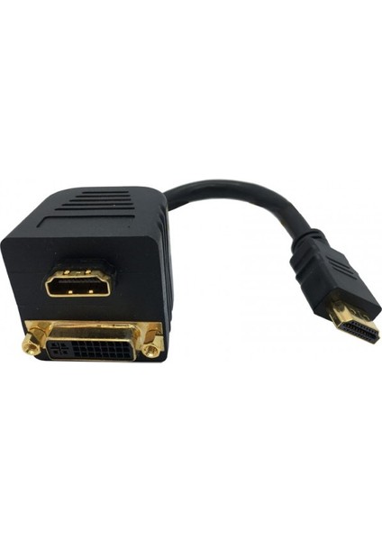 Hdmı Erkek To DVI 24+5 Dişi + Hdmı Dişi Pasif Y Ayırıcı Kablo 20 cm