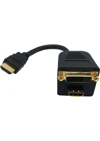 Hdmı Erkek To DVI 24+5 Dişi + Hdmı Dişi Pasif Y Ayırıcı Kablo 20 cm fiyatları