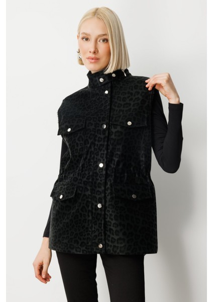 Kadın Peluş Astarlı Kapak Cepli Yelek 8503 Black fiyatları