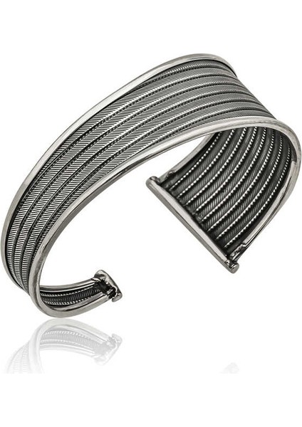 925 Ayar Gümüş Eskitme Desenli Bilezik T6117 (800800)