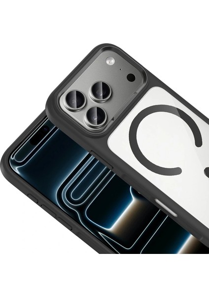 Apple iPhone 17 Pro Max Kılıf M-Safe Şarj Özellikli Metal Kamera Çerçeveli Redclick Tiko Kapak modelleri