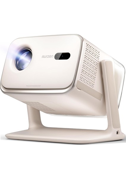 Boom Mini Tv 4K Destekli Akıllı Projektör, Wifi ve Bluetooth, 20W Hoparlörlü, Doıby Ses, Gerçek Zamanlı Odak ve Keystone, 500 Ansı Lümen, Kirli Beyaz