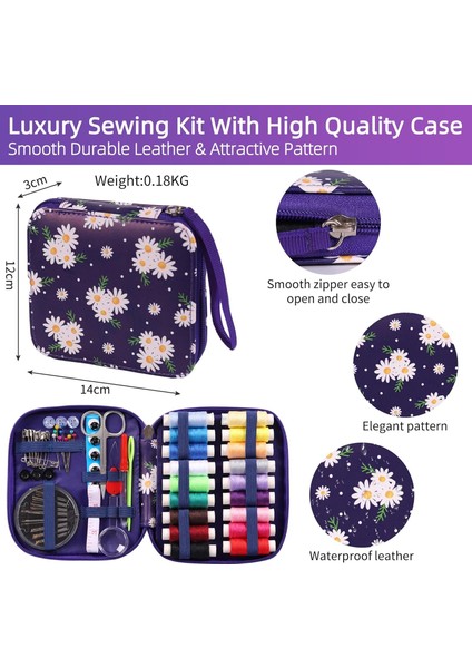 Dikiş Seti - Fermuarlı Seyahat- Yolculuk Için Taşınabilir Çeyiz Dikiş Kutusu fırsatları