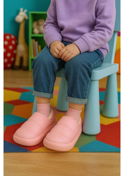 Peluş Içi Yünlü Kışlık Panduf Pembe Çocuk Ev Terliği fiyatları