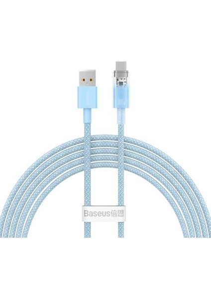 Explorer Serisi Hızlı Şarj Kablosu Akıllı Sıcaklık Kontrolü USB To Type-C 100W, 2m, Mavi modelleri