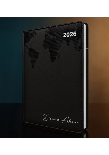 Kişiye Özel Isimli Termo Sert Kapak 2026 Siyah Ajanda -15, Öğretmenler Günü Hediyesi, Yeni Iş Hediyesi