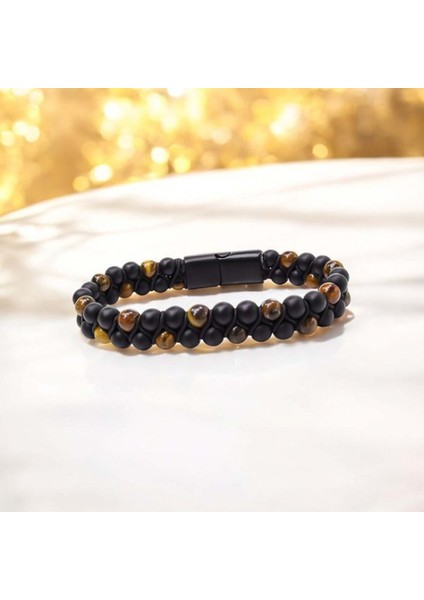 Kaplan Gözü ve Oniks Doğaltaş ve Çelik Halatlı Erkek Bileklik 9592B18D2 fiyatları