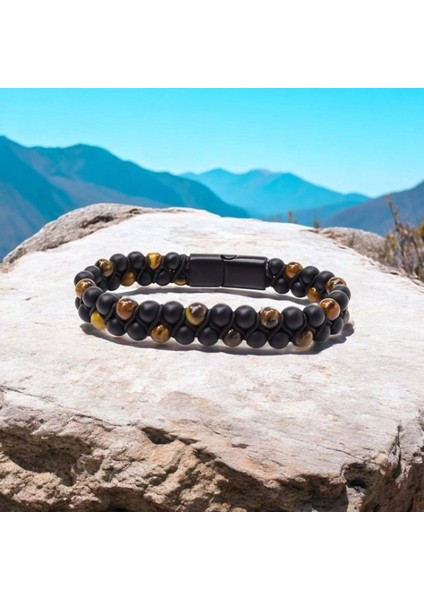 Kaplan Gözü ve Oniks Doğaltaş ve Çelik Halatlı Erkek Bileklik 9592B18D2 indirimleri