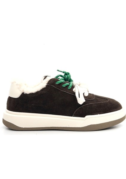 25K372-2 Kadın Süet Deri Içi Kürklü Sneaker Ayakkabı