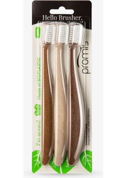 Wood Love Biyoplastik 3'lü Diş Fırçası Seti