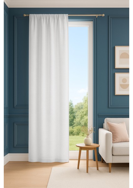 Rayna Kadife Perde Beyaz 120X210