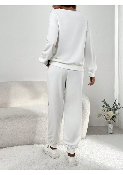 Kadın Uzun Kollu V Yakalı Pulpayetli Viskon Iki Iplik Bluz ve Pantolon fırsatları