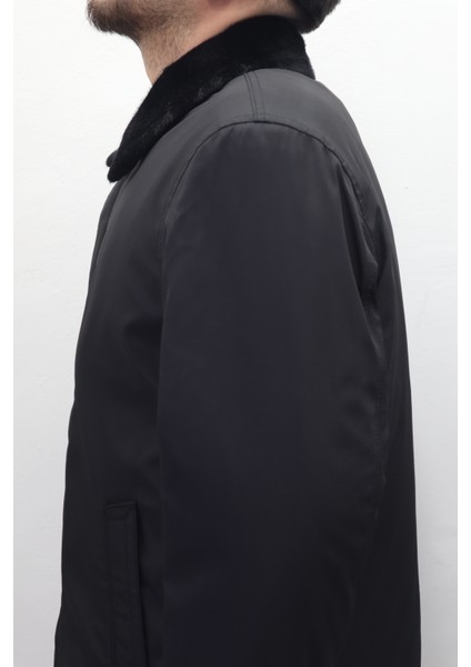 Fistan Store Erkek Ceket Yaka Klasik Kesim Rahat Kalıp Yakası Kürklü Kışlık Büyük Beden Uzun Kaban modelleri