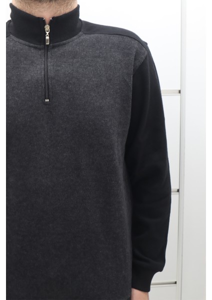 Fistan Store Erkek Düz Spor Kesim Normal Kalıp Hakim Yaka ve Yakası Fermuarlı Kışlık Selanik Kumaşlı Kazak fiyatları